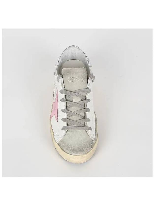 Women's Superstar Silver Heel Tab Pink Star Low Top Sneakers White - GOLDEN GOOSE - BALAAN 4