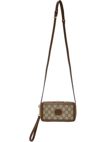 GG Mini Saffiano Leather Coated Canvas Retro Bag Brown - GUCCI - BALAAN 1