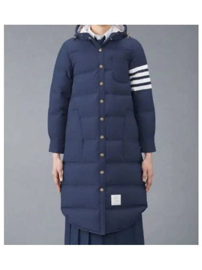 Downfilled Ripstop Classic 4 Striped Hoodie Down Long Padding Navy - THOM BROWNE - BALAAN 2