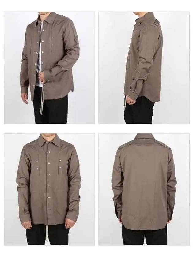 Button Cotton Shirt Jacket Dust - RICK OWENS - BALAAN 3