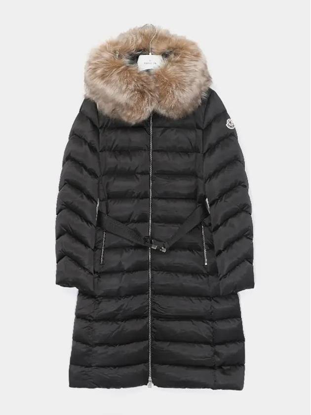 Leerage Patch Logo Belted Hooded Fur Long Padded Women s Jacket 1C00045 59685 99M LEERSIE - MONCLER - BALAAN 3