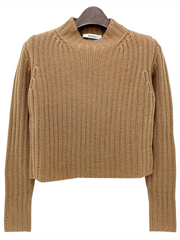 Aloa Wool Cashmere Cropped Knit Top Brown - MAX MARA - BALAAN 2