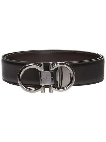 Gancini Reversible Adjustable Calfskin Leather Belt Black - SALVATORE FERRAGAMO - BALAAN 2