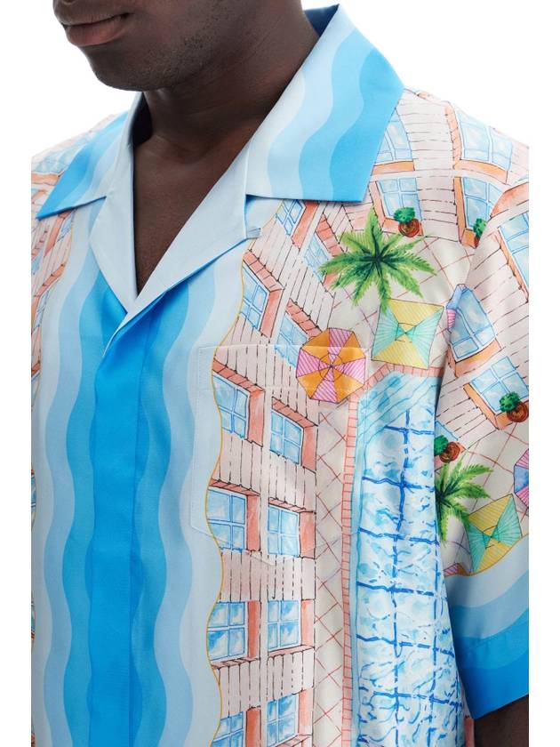 LeFlongen Silk Short Sleeve Shirt Blue - CASABLANCA - BALAAN 5