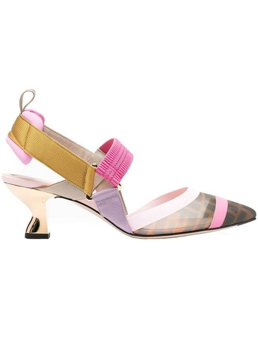 Colibri Mesh Medium Slingback Heel Pink - FENDI - BALAAN 1