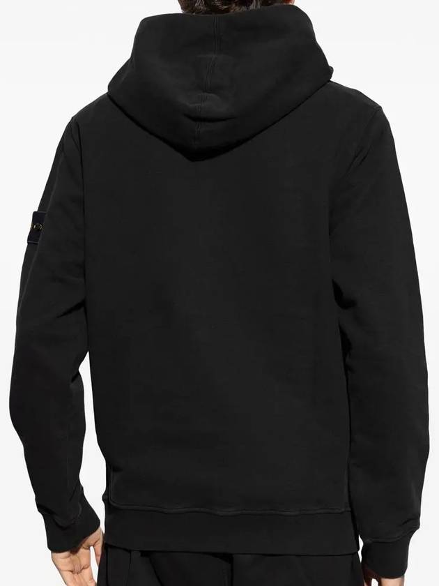 Wappen Patch Brushed Cotton Fleece Hoodie Black - STONE ISLAND - BALAAN 5