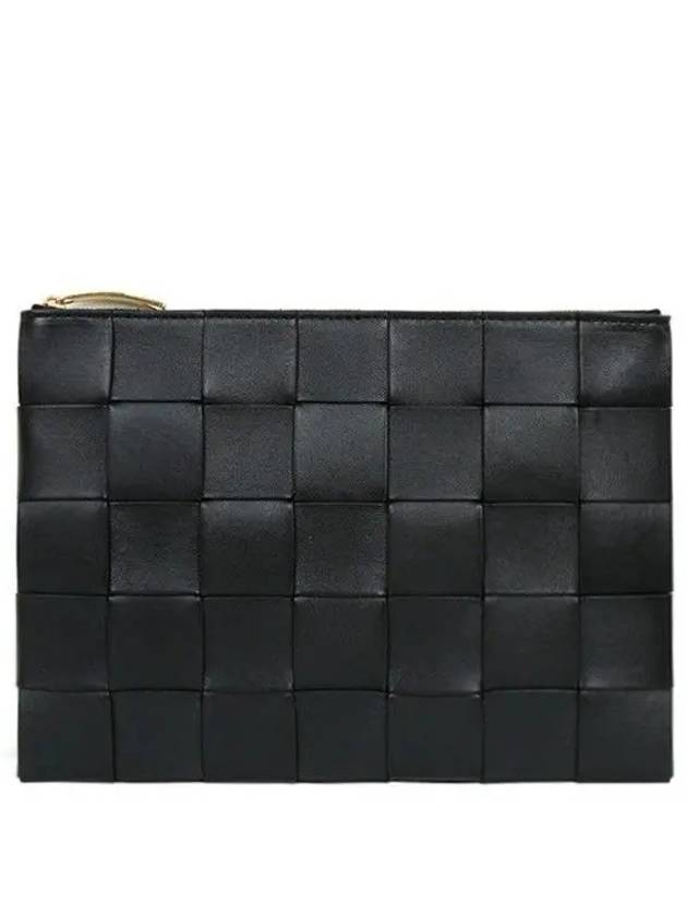 Intreciato Medium Clutch Bag Black - BOTTEGA VENETA - BALAAN 2