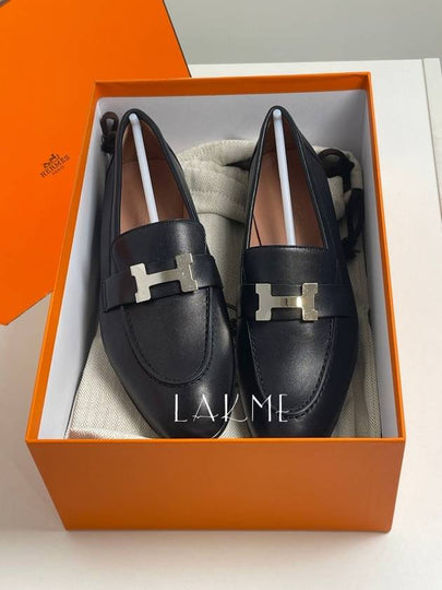 Paris Loafers Goatskin Palladium Noir - HERMES - BALAAN 2