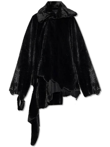 Balenciaga Asymmetrical Cut Faux Fur, Women's, Black - BALENCIAGA - BALAAN 1