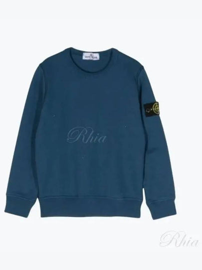 Kids Organic Cotton Fleece Sweatshirt Blue - STONE ISLAND - BALAAN 2