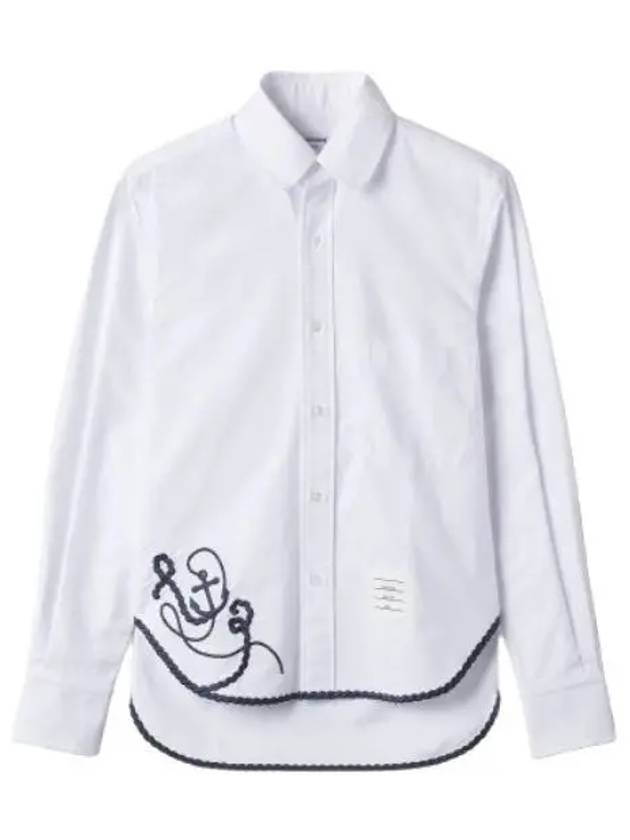 Men's Rope And Anchor Round Collar Long Sleeve Shirt White - THOM BROWNE - BALAAN 2