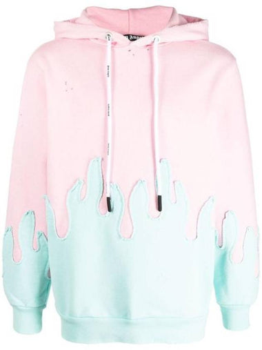 Layered Flames Hoodie Pink Blue - PALM ANGELS - BALAAN 1