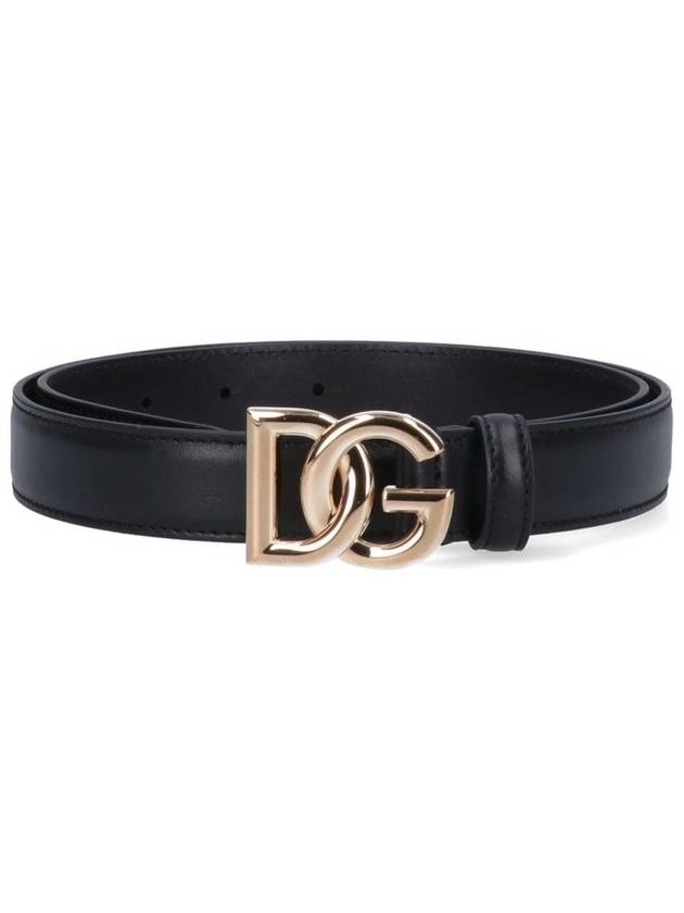 Women's Gold DG Logo Leather Belt Black - DOLCE&GABBANA - BALAAN 22