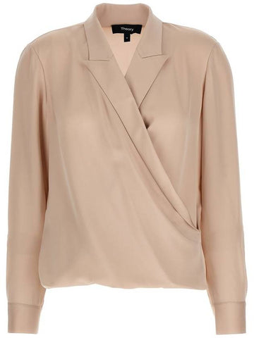 Theory 'Pk Label Wrap' Blouse - THEORY - BALAAN 1