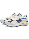 990 V3 Leather Low Top Sneakers Blue White - NEW BALANCE - BALAAN 2