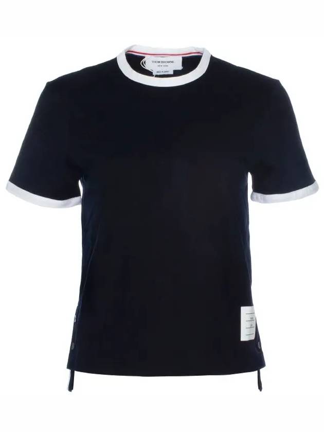 Asymmetric Hem Short Sleeve T-Shirt Navy - THOM BROWNE - BALAAN 7