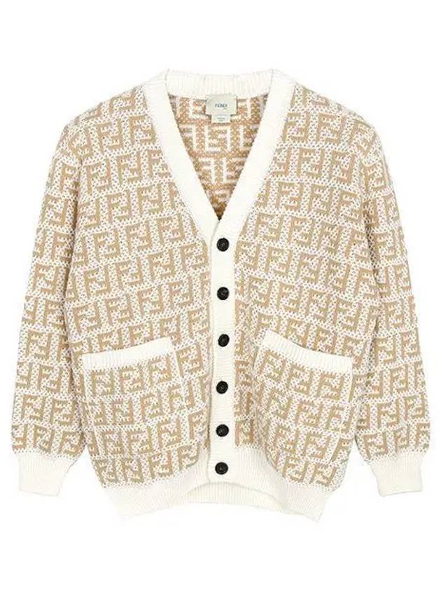 Kids FF Motif Knit Cardigan Beige - FENDI - BALAAN 2