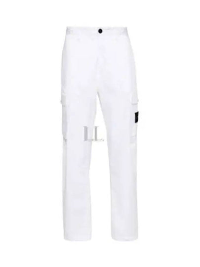 Regular Fit Cargo Cotton Straight Pants White - STONE ISLAND - BALAAN 2