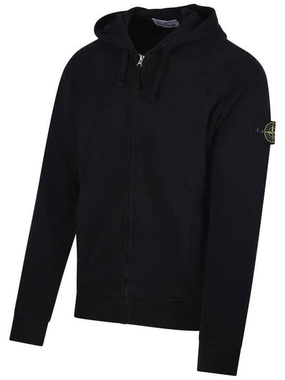 Logo Cotton Zip-Up Hoodie Black - STONE ISLAND - BALAAN 2