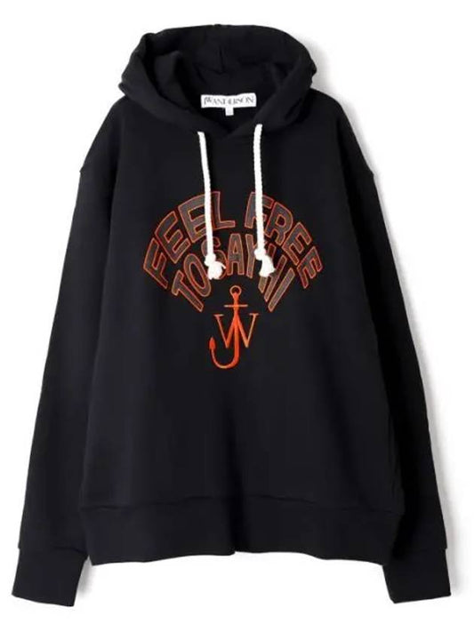 Slogan Embossed Hoodie Black - JW ANDERSON - BALAAN 2