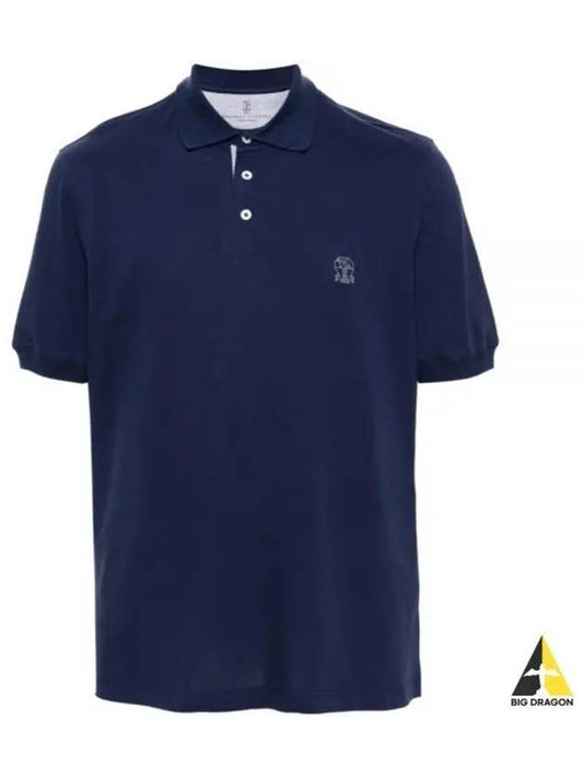 Logo Cotton Polo Shirt Navy - BRUNELLO CUCINELLI - BALAAN 2
