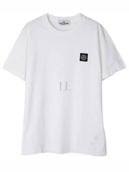 Slimfit Cotton Jersey Short Sleeve T-shirt White - STONE ISLAND - BALAAN 2