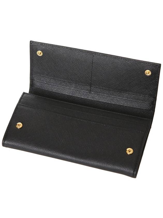 Saffiano Triangular Logo Flap Long Wallet Black - PRADA - BALAAN 5