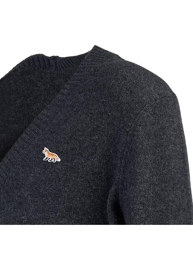 Baby Fox Patch Cosy Cardigan Dark Grey - MAISON KITSUNE - BALAAN 6