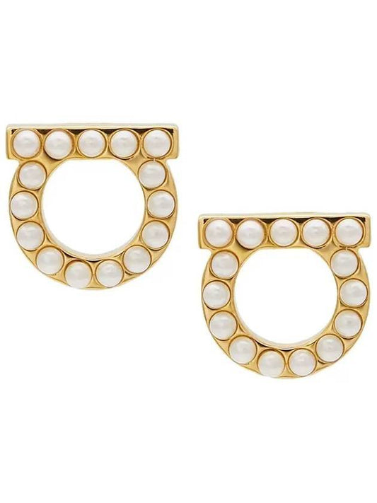 Gancini Pearl Earrings Gold - SALVATORE FERRAGAMO - BALAAN 1