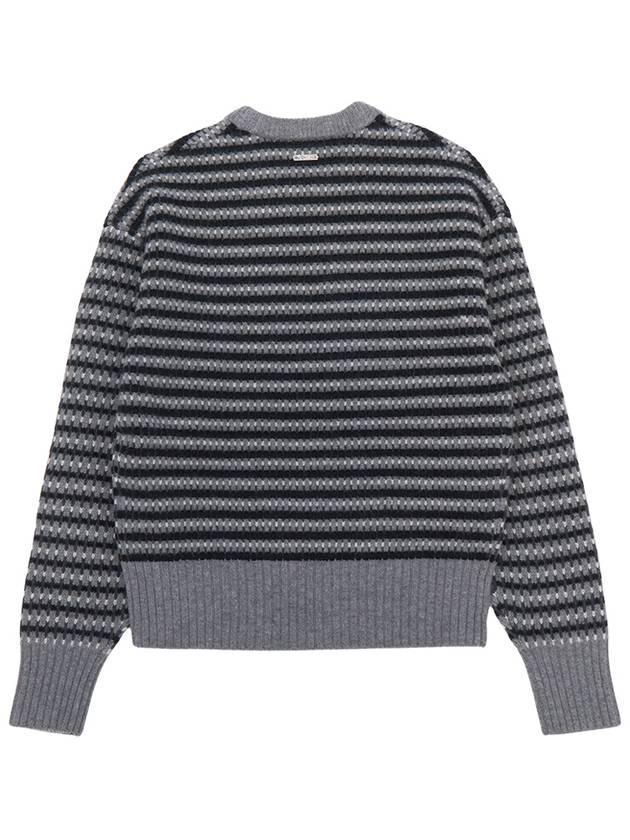 Striped Jacquard Wool Knit Top Grey - JW ANDERSON - BALAAN 3