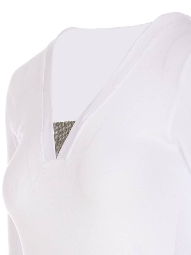 V-neck short sleeve t-shirt white - BRUNELLO CUCINELLI - BALAAN 4