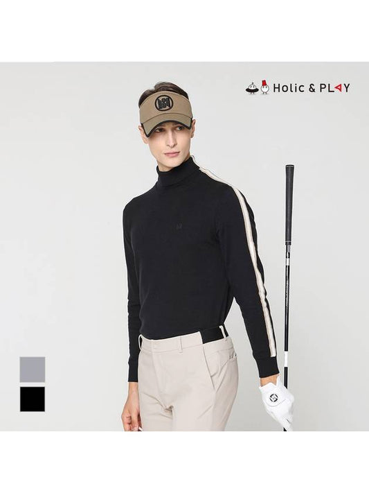 Men s sleeve striped point turtleneck sweater HD3MSW001 - HOLIC&PLAY - BALAAN 2