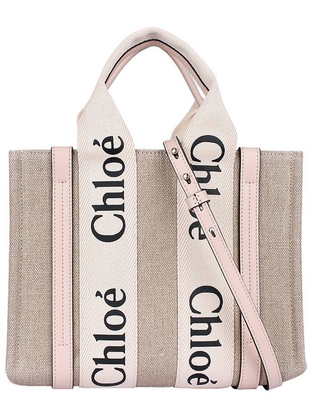 Woody Small Canvas Tote Bag Pink Beige - CHLOE - BALAAN 3