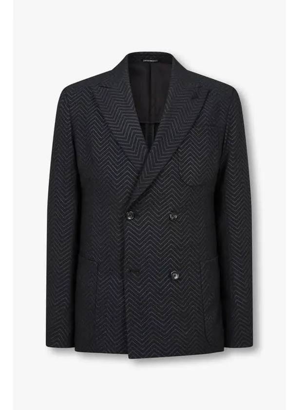 Men s Zigzag Pattern Double Jacket Black - EMPORIO ARMANI - BALAAN 1