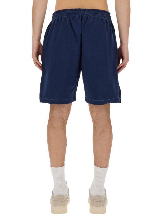 Embroidered Logo Cotton Track Shorts Navy - MSGM - BALAAN 4