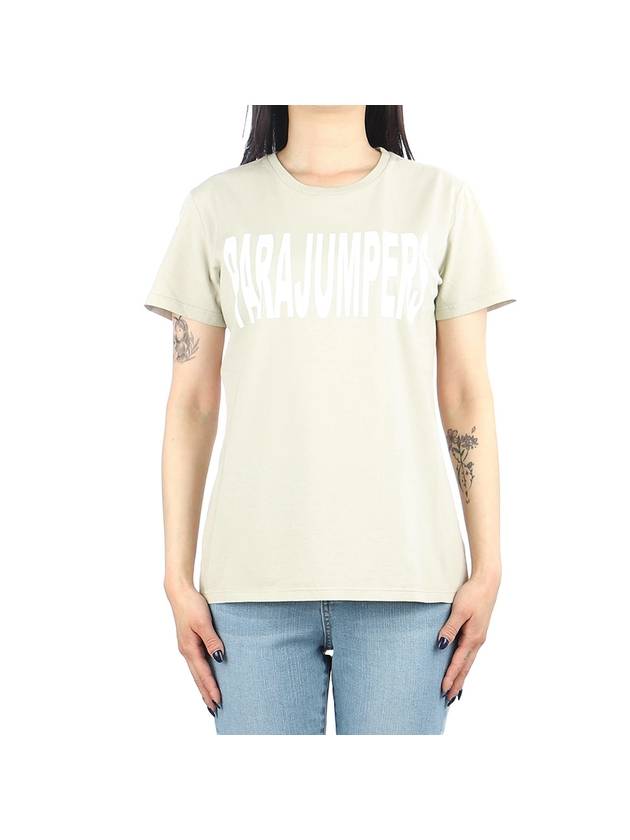 Women's Fede Crewneck Logo Print Cotton Short Sleeve T-Shirt Beige - PARAJUMPERS - BALAAN 1