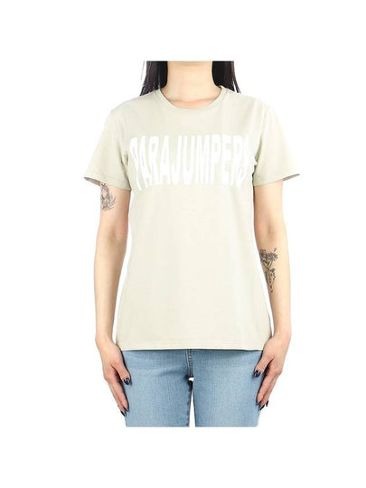 Women's Fede Crewneck Logo Print Cotton Short Sleeve T-Shirt Beige - PARAJUMPERS - BALAAN 2