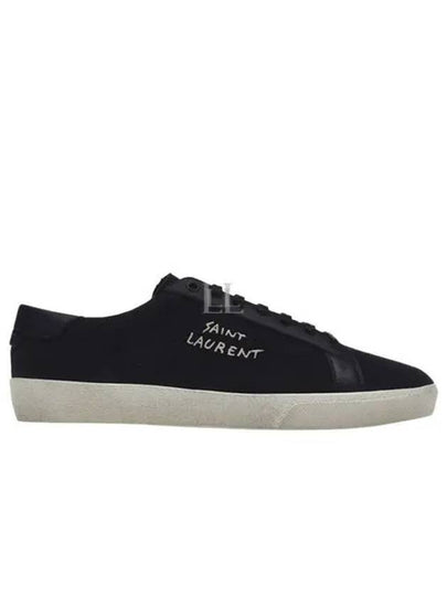 Court Classic SL06 Canvas Smooth Leather Low Top Sneakers Black - SAINT LAURENT - BALAAN 2