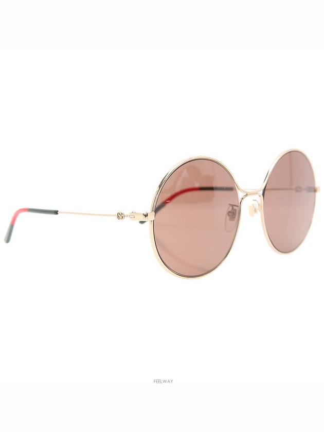 Gold Three Stripes Round Metal Women s Sunglasses GG0395SK - GUCCI - BALAAN 6