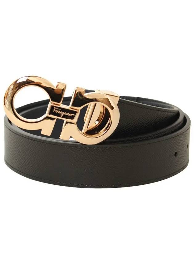 Gancini Reversible Adjustable Leather Belt Black - SALVATORE FERRAGAMO - BALAAN 2