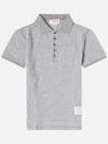 Pinstripe Micro Waffle Pocket Polo Shirt Grey - THOM BROWNE - BALAAN 4