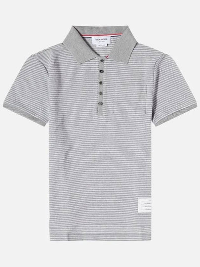 Pinstripe Micro Waffle Pocket Polo Shirt Grey - THOM BROWNE - BALAAN 2