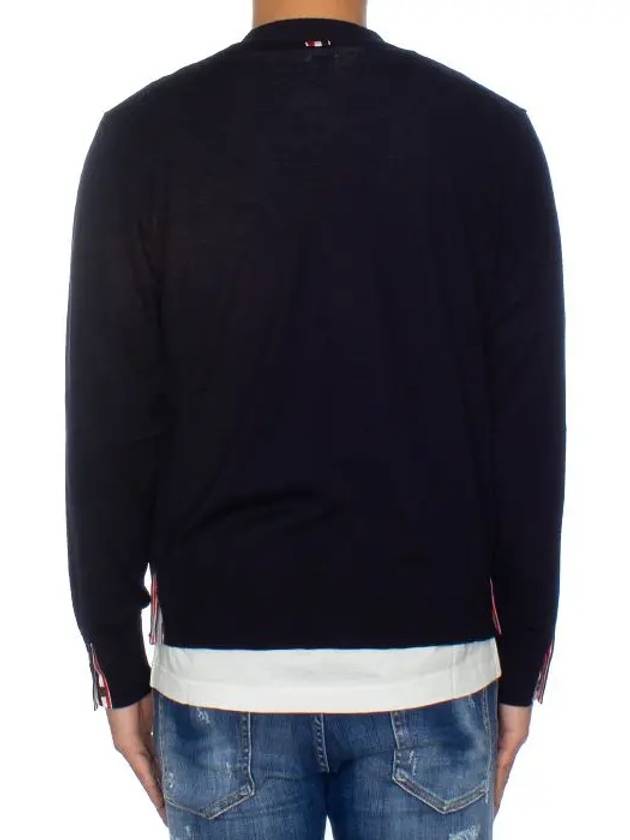 Men's Jersey Stitch V-Neck Cardigan Navy - THOM BROWNE - BALAAN 6