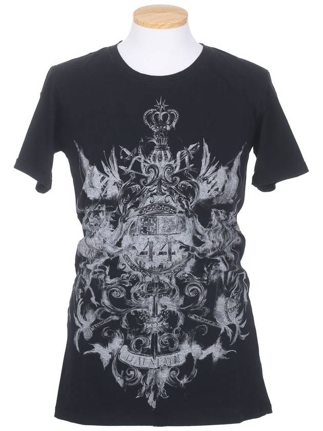 W5HJ601 1519 176 Men's Black Short Sleeve TShirt - BALMAIN - BALAAN 1