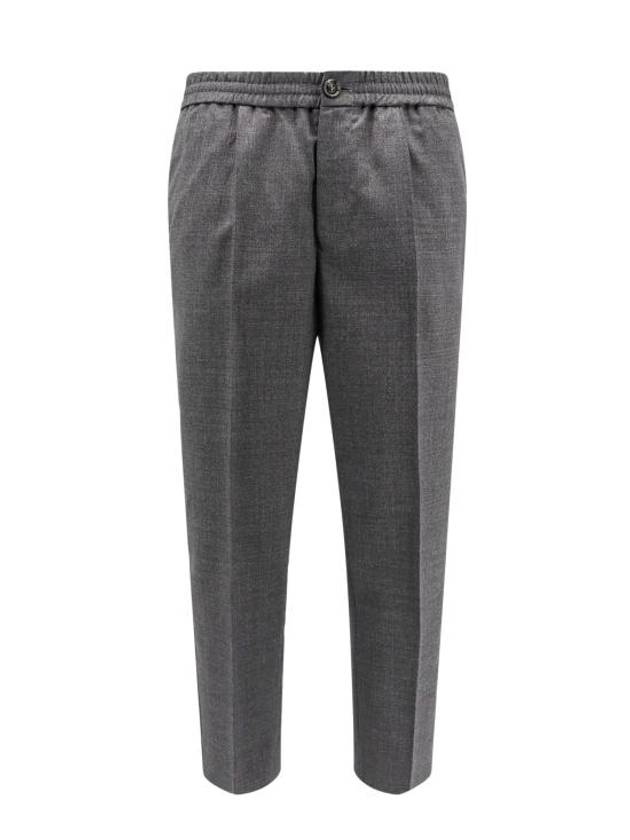 Elasticated Waist Straight Pants Grey - AMI - BALAAN 1