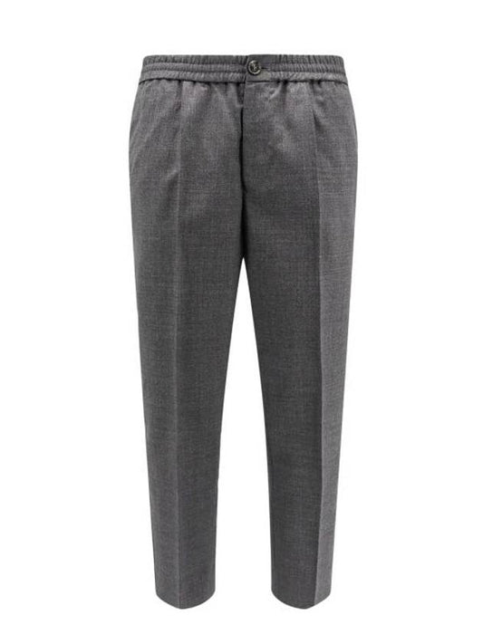 Elasticated Waist Straight Pants Grey - AMI - BALAAN 1