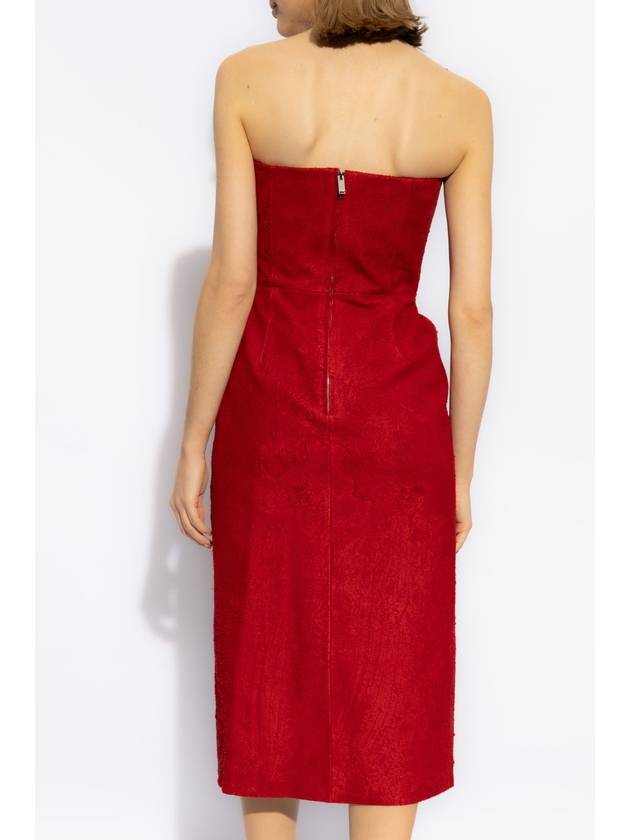 Alexander McQueen Leather Dress, Women's, Red - ALEXANDER MCQUEEN - BALAAN 4