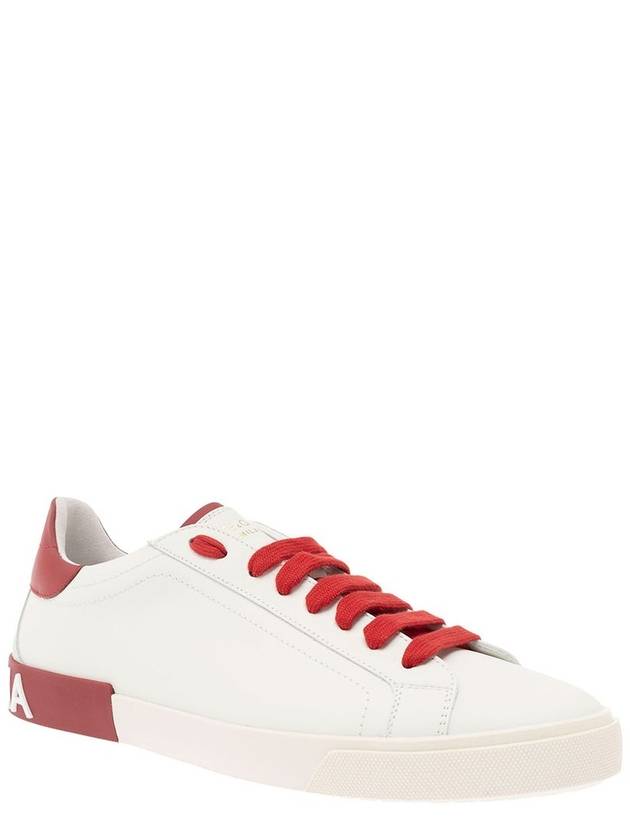 Calfskin Portofino Vintage Sneakers White Red - DOLCE&GABBANA - BALAAN 3