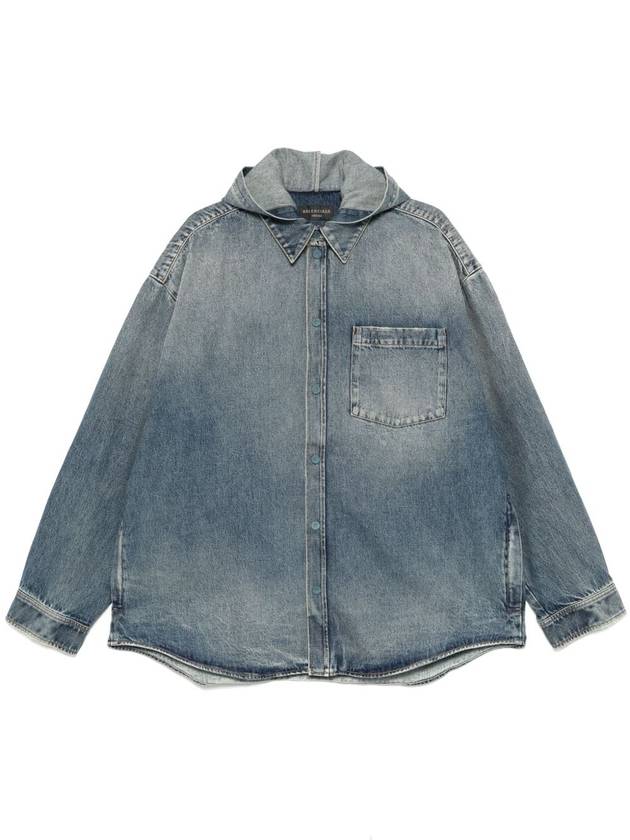 Collar Denim Long Sleeve Shirt Blue - BALENCIAGA - BALAAN 2