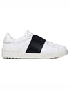 Men's Hidden Strap Rockstud Color Contrast Sneakers White Black - VALENTINO - BALAAN 1